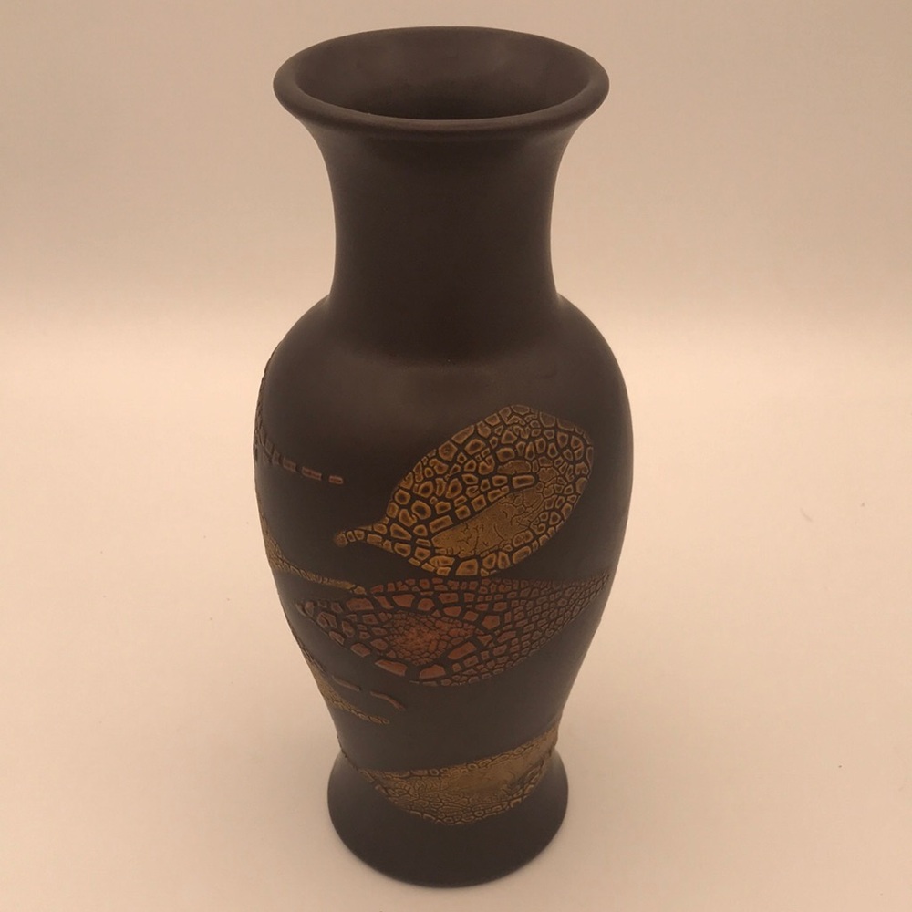 VTG/MCM Royal Haeger 10" Earth Wrap Pottery Vase Brown Crackle EX‎